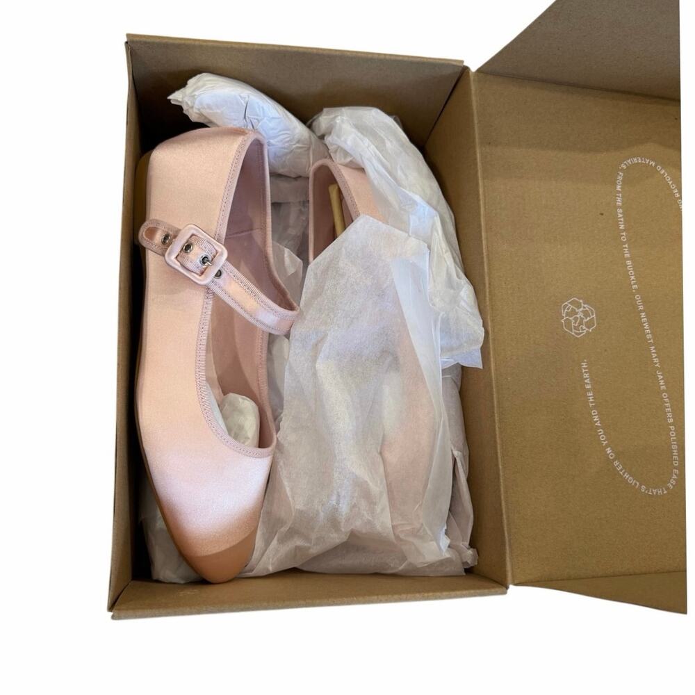 NIB Everlane The Day Buckle Mary Jane in Tutu Pink Satin Size 8 - Picture 3 of 9